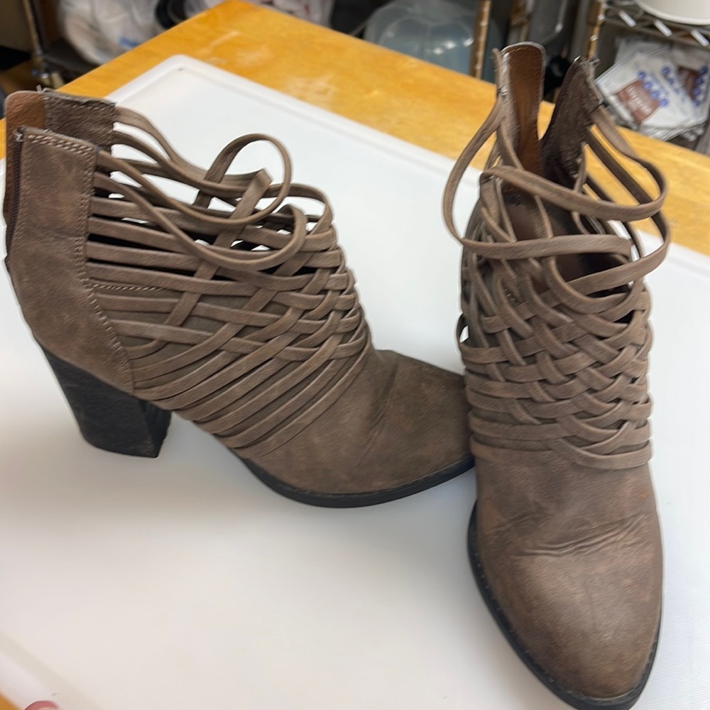 Brown high heel boots